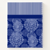 Monogrammed Boho Moody Blues Mandalas en Stripes Notitieboek (Achterkant)