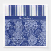 Monogrammed Boho Moody Blues Mandalas en Stripes Servet (Voorkant)