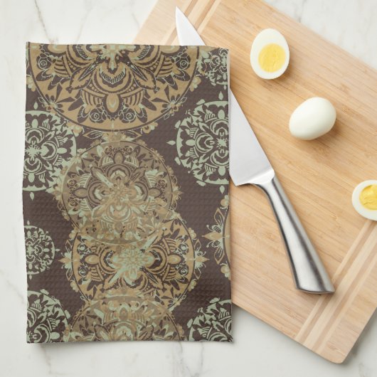 Monogrammed Boho Moody Mandalas Theedoek (Quarter Fold)