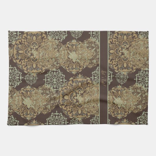 Monogrammed Boho Moody Mandalas Theedoek (Horizontaal)