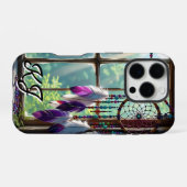 Monogrammed Boho Paarse Droomvanger in Venster iPhone Hoesje (Achterkant horizontaal)