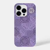 Monogrammed Boho Paarse Mandalas iPhone Hoesje (Achterkant)