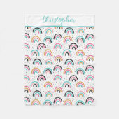 Monogrammed Boho Rainbows Blauwgroen Sinaasappel B Fleece Deken (Voorkant)
