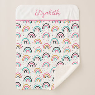 Monogrammed Boho Rainbows Pink Blauwgroen Sinaasap Sherpa Deken
