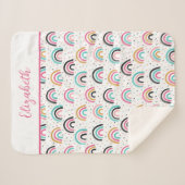 Monogrammed Boho Rainbows Pink Blauwgroen Sinaasap Sherpa Deken (Voorkant (horizontaal))