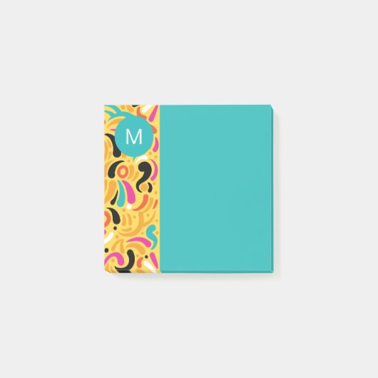 Monogrammed Boldy Colored Abstract Post-it® Notes (Voorkant)