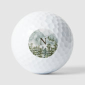 Monogrammed Bos en Berg Natuur Waterverf Golfballen (Voorkant)