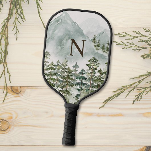 Monogrammed Bos en Berg Natuur Waterverf Pickleball Paddle