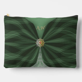 Monogrammed Botanical Green Textile Illusion   Etui