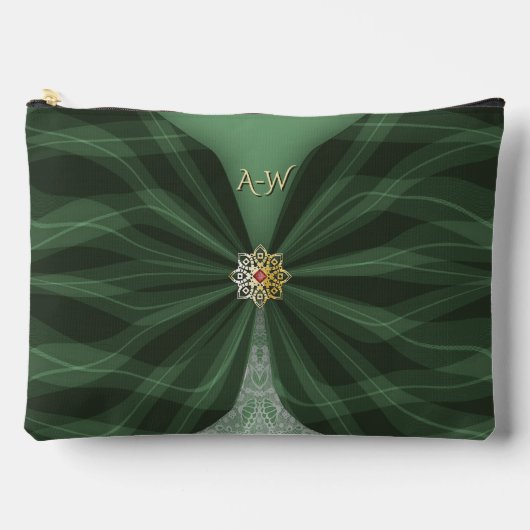 Monogrammed Botanical Green Textile Illusion   Etui (Voorkant)