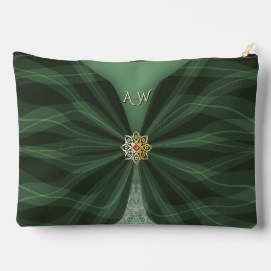 Monogrammed Botanical Green Textile Illusion   Etui (Achterkant)
