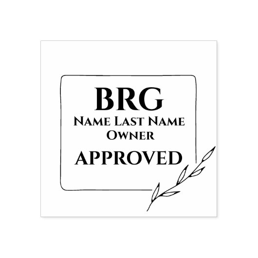 Monogrammed botanische omhulde eigenaar goedgekeur rubberstempel (Afrduk)