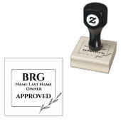 Monogrammed botanische omhulde eigenaar goedgekeur rubberstempel (Gestempeld)