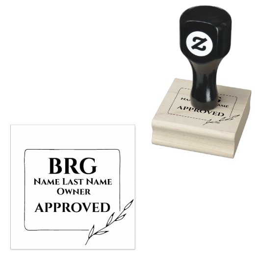 Monogrammed botanische omhulde eigenaar goedgekeur rubberstempel (Gestempeld)