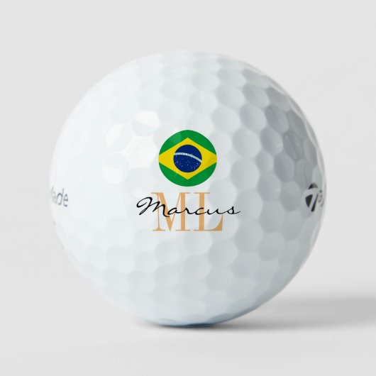 Monogrammed Braziliaanse vlag & Braziliaanse Golf  Golfballen (Voorkant)
