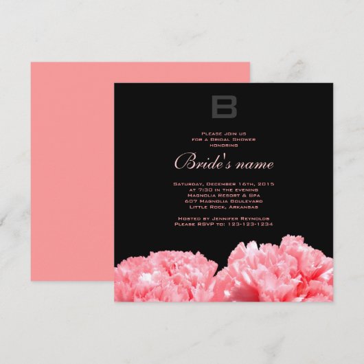 Monogrammed Bridal Shower Kaart (Voorkant / Achterkant)