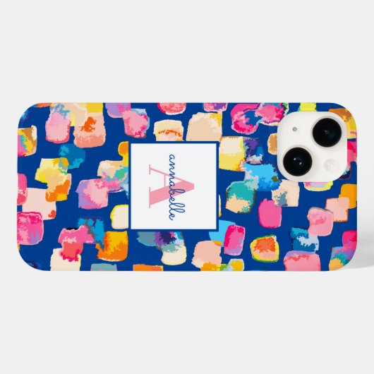 Monogrammed Bright Abstracte naam Case-Mate iPhone Case (Achterkant (horizontaal))