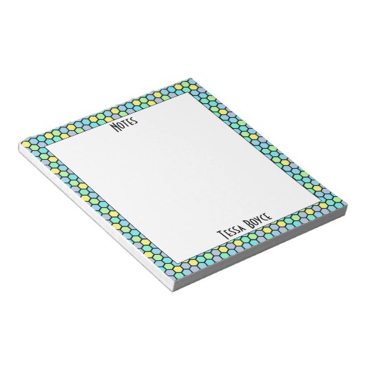Monogrammed Bright Neon Colorful Pattern Modern Notitieblok (Schuin)