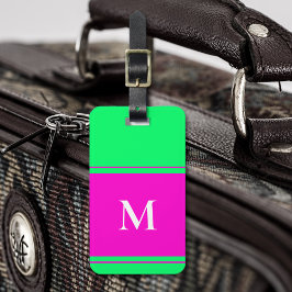 Monogrammed Bright Neon Green Bagagelabel