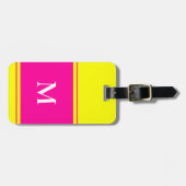 Monogrammed Bright Neon Yellow Bagagelabel (Voorkant horizontaal)