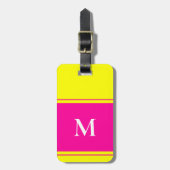 Monogrammed Bright Neon Yellow Bagagelabel (Voorkant verticaal)