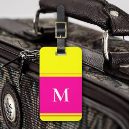 Monogrammed Bright Neon Yellow Bagagelabel