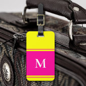 Monogrammed Bright Neon Yellow Bagagelabel