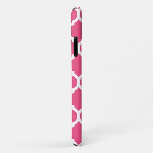 Monogrammed Bright Pink & Grey Quatrefoil Case-Mate iPhone Case (Achterkant/rechts)