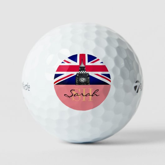 Monogrammed British Flag & United Kingdom/UK Golf Golfballen (Voorkant)