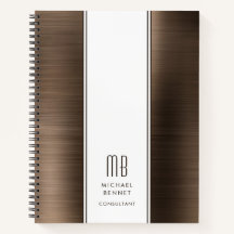 Monogrammed Bronze Brown Brushed Metallic Business