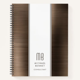 Monogrammed Bronze Brown Brushed Metallic Business Notitieboek