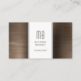 Monogrammed Bronze Brown Metallic Folie Consultant Visitekaartje