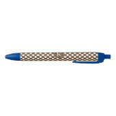 Monogrammed Brown and White Polka Dot Zwarte Inkt Pen (Bodem)