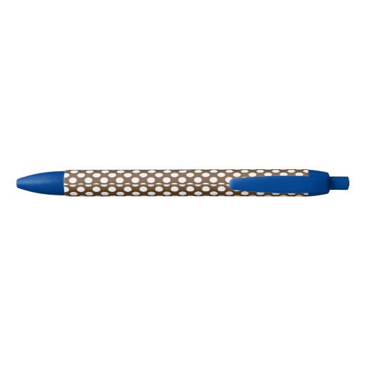 Monogrammed Brown and White Polka Dot Zwarte Inkt Pen (Achterkant)