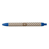 Monogrammed Brown and White Polka Dot Zwarte Inkt Pen (Voorkant)
