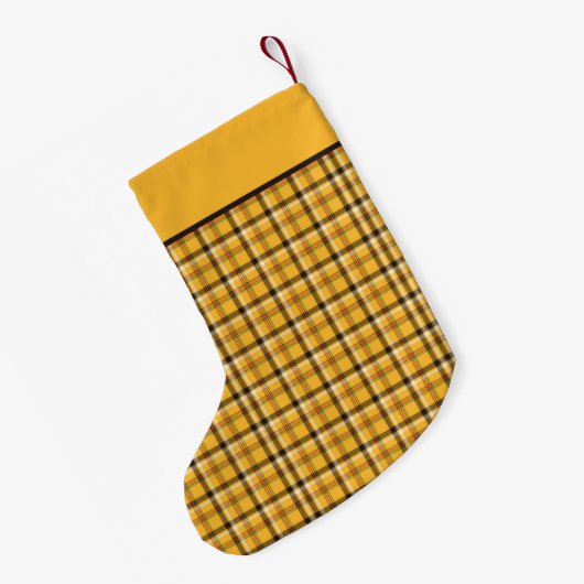Monogrammed Brown Beige Checks Pset Pattern Kleine Kerstsok (Achterkant (Hangend))
