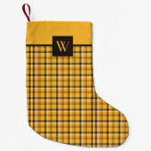 Monogrammed Brown Beige Checks Pset Pattern Kleine Kerstsok (Voorkant)