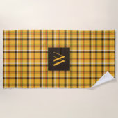 Monogrammed Brown Beige Checks Pset Pattern Strandlaken (Voorkant)