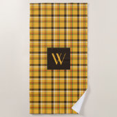 Monogrammed Brown Beige Checks Pset Pattern Strandlaken (Voorkant)