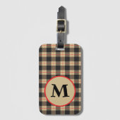 Monogrammed Brown Black en Red Buffalo Bagagelabel (Voorkant (verticaal))