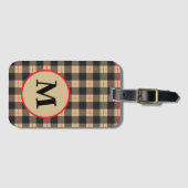 Monogrammed Brown Black en Red Buffalo Bagagelabel (Voorkant (horizontaal))