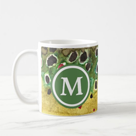 Monogrammed Brown Trout Vist Koffiemok (Links)