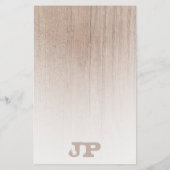 Monogrammed Brown Wood Board Plank Kijk Sjabloon Briefpapier (Achterkant)