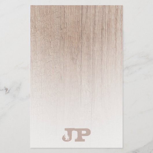 Monogrammed Brown Wood Board Plank Kijk Sjabloon Briefpapier (Achterkant)
