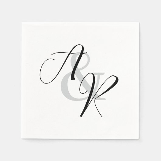 Monogrammed bruid en bruidegom elegante bruiloft servet (Voorkant)