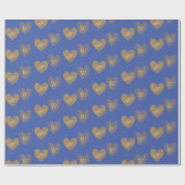 Monogrammed bruid en bruidegom gouden harten op bl cadeaupapier (Vlak)