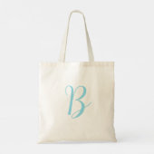 Monogrammed bruidsmeisje Initiaal Aqua Blue Tote Bag (Achterkant)
