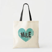 Monogrammed bruiloft canvas tas met  hart (Voorkant)