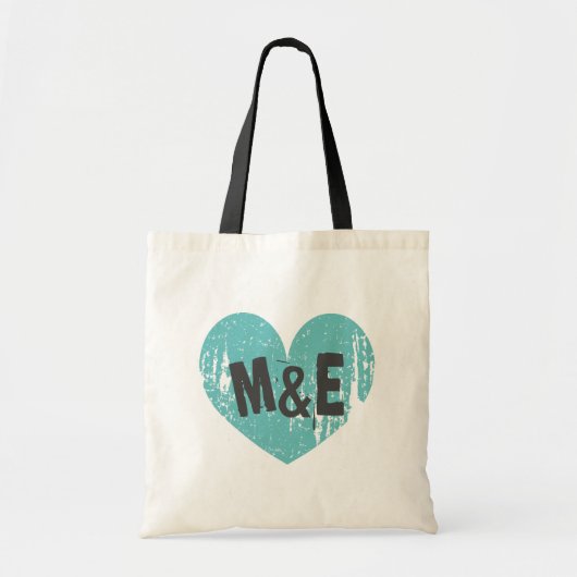Monogrammed bruiloft canvas tas met  hart (Voorkant)