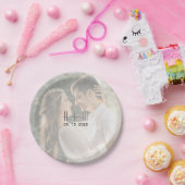 Monogrammed bruiloft foto Borden Papieren Bordje (Feest)